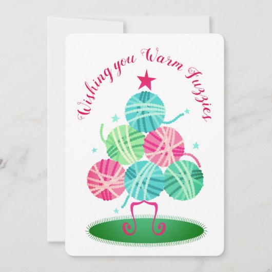 Kogels van brei- en haakwerk met kerstkaart (Voorkant)