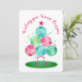 Kogels van brei- en haakwerk met kerstkaart (Staand voorkant)