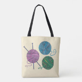 Kogels van garen en breinnaalden, gepersonaliseerd tote bag (Achterkant)
