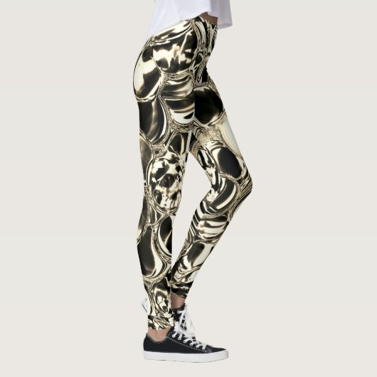 Kogels van glas of van metaal? Goud en zwart Leggings (Rechts)