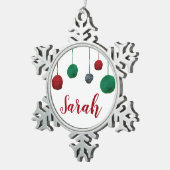 Kogels van Yarn Craty Holiday Name/Text Tin Sneeuwvlok Ornament (Rechts)