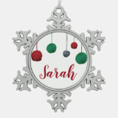 Kogels van Yarn Craty Holiday Name/Text Tin Sneeuwvlok Ornament (Voorkant)
