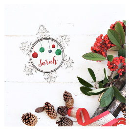 Kogels van Yarn Craty Holiday Name/Text Tin Sneeuwvlok Ornament