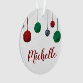 Kogels van Yarn ・ Jouw naam ・ Knit Crochet Crafts Ornament (voorkant)