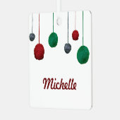 Kogels van Yarn / Naam Craty Holiday Metalen Ornament (Voorkant links)