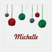 Kogels van Yarn / Naam Craty Holiday Metalen Ornament (Achterkant)