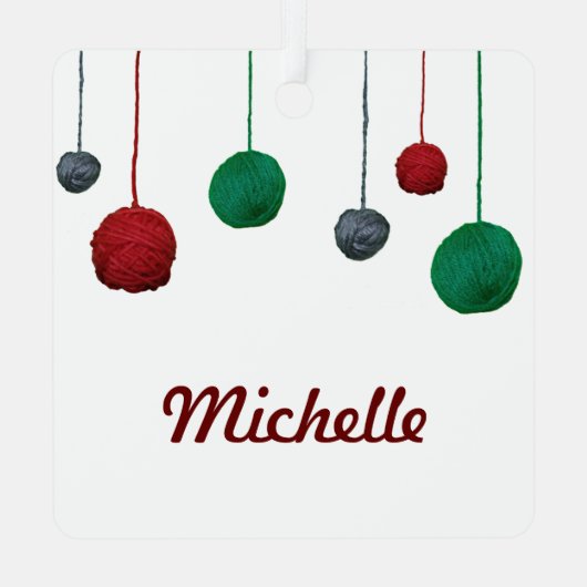 Kogels van Yarn / Naam Craty Holiday Metalen Ornament (Achterkant)