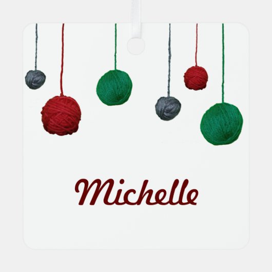 Kogels van Yarn / Naam Craty Holiday Metalen Ornament (Voorkant)