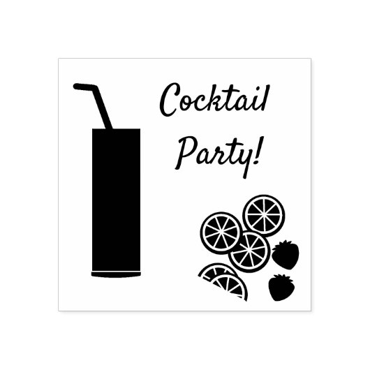 Kogelstaart Kunststempel met groot glas en fruit Rubberstempel (Afrduk)