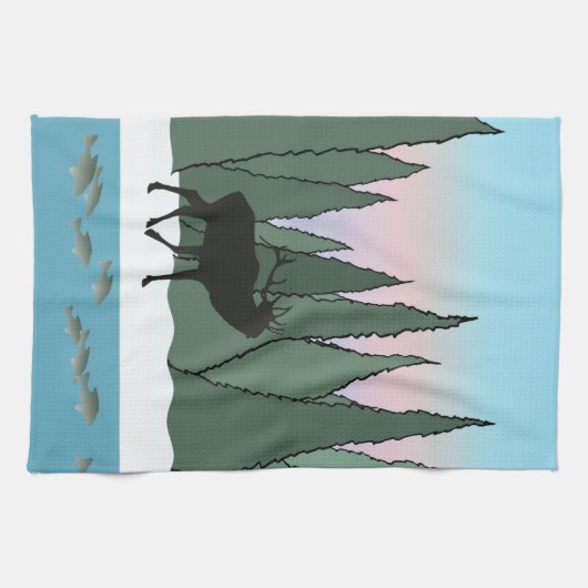 Kogelstier Elk en serie vishanddoekjes Theedoek (Horizontaal)