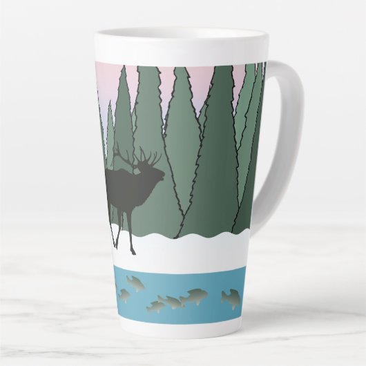 Kogelstier Elk en visdoekdoek stellen Na Latte Mok (Rechterhoek)