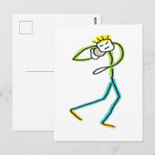 Kogelstoter Stickman Briefkaart (Voorkant / Achterkant)