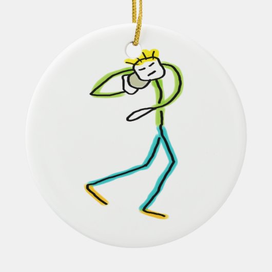 Kogelstoter Stickman Keramisch Ornament (Voorkant)
