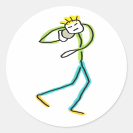 Kogelstoter Stickman Ronde Sticker