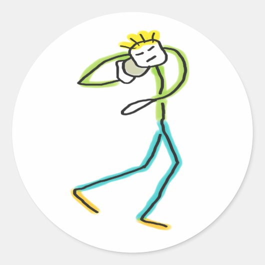 Kogelstoter Stickman Ronde Sticker (Voorkant)