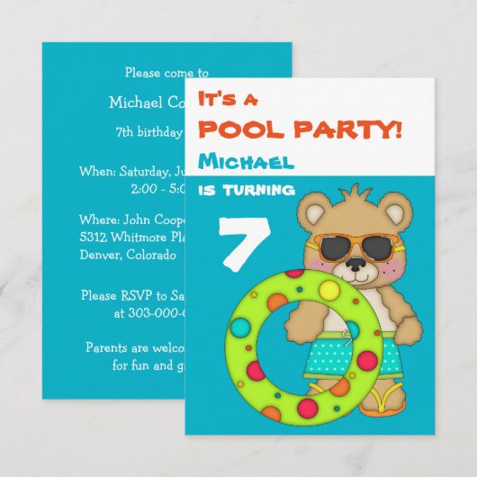 Kogelstrand Beer Pool Birthday Party Kaart (Voorkant / Achterkant)