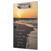 Kogelstrand bij zonsopgang John 15 12 Klembord (Links)