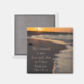 Kogelstrand bij zonsopgang John 15 12 Magneet (Voorkant / Achterkant)