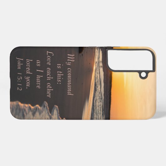 Kogelstrand op zonsopgang John 15 12 Samsung Samsung Galaxy Hoesje (Achterkant horizontaal)