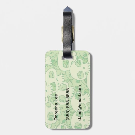 Kogelwollen schedels bagagelabel (Achterkant verticaal)