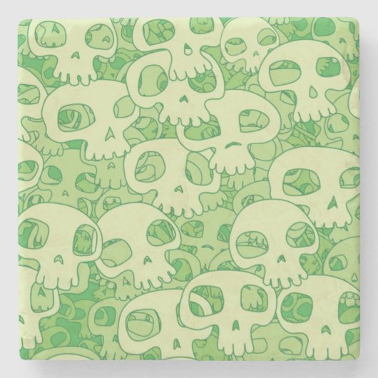 Kogelwollen schedels stenen onderzetter (Voorkant)