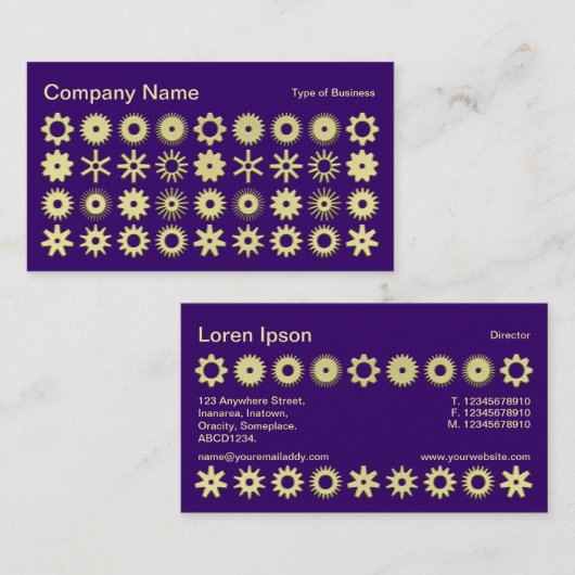 Kogs - 3d Gold-kleur met diep Paars Visitekaartje (Voorkant / Achterkant)