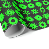 Kogs - Groen op zwart Cadeaupapier (Rol Hoek)