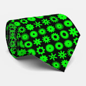 Kogs - Groen op zwart Stropdas (Opgerold)