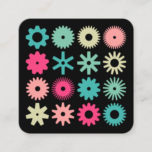 Kogs - Kleuren op zwart Vierkante Visitekaartje (Voorkant)