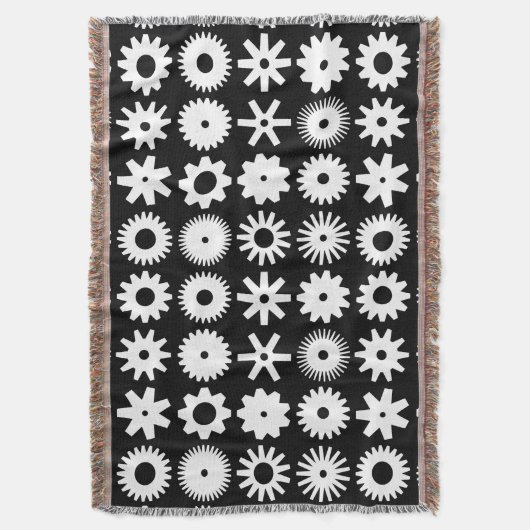 Kogs - Wit op zwart Deken (Voorkant Verticaal)