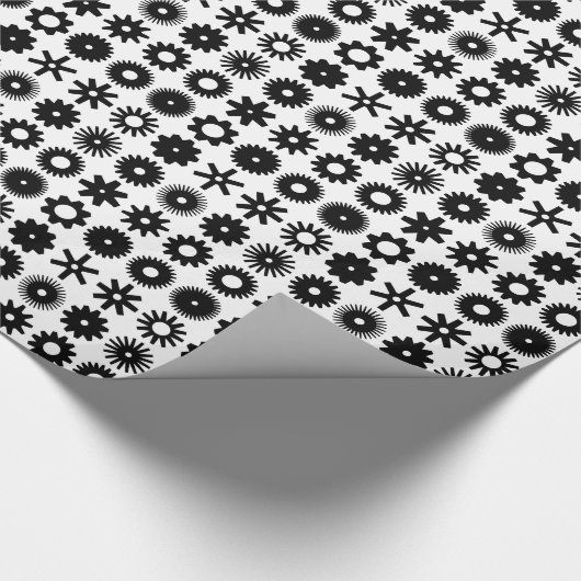 Kogs - Zwart op wit Cadeaupapier (Hoek)