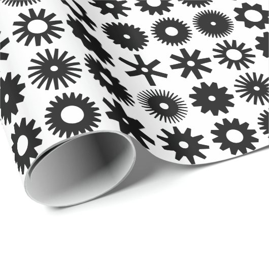 Kogs - Zwart op wit Cadeaupapier (Rol Hoek)