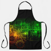 Kogwielmechanica zwarte neongroene oranje mannen schort (Voorkant)