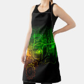 Kogwielmechanica zwarte neongroene oranje mannen schort (Insitu)