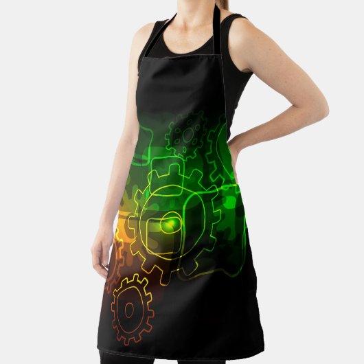 Kogwielmechanica zwarte neongroene oranje mannen schort (Insitu)