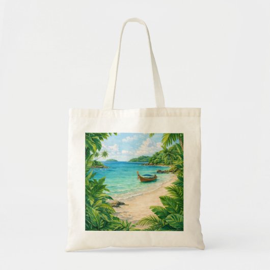 Koh Kood Tropisch Strand Jungle Longtail Boot Tote Bag (Voorkant)