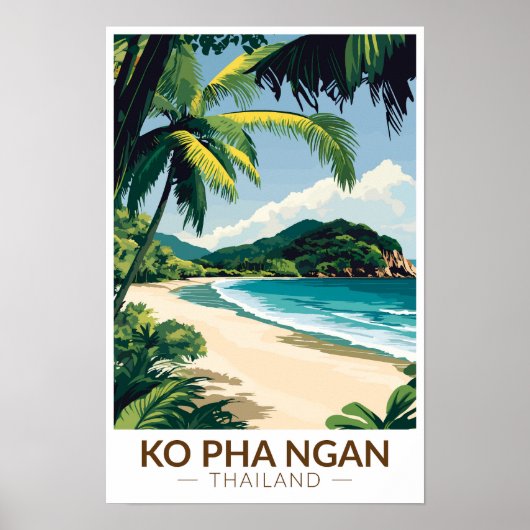 Koh Pha Ngan Thailand Reizen Kunst Vintage Poster (Voorkant)