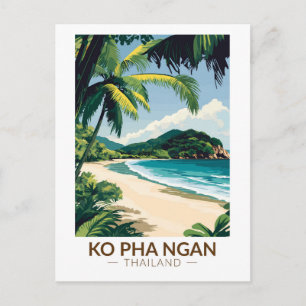 Koh Pha Ngan Thailand Travel Art Vintage Briefkaart
