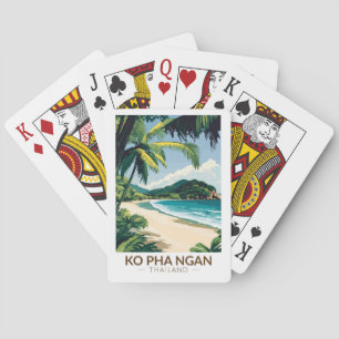 Koh Pha Ngan Thailand Travel Art Vintage Pokerkaarten