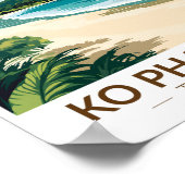 Koh Pha Ngan Thailand Travel Art Vintage Poster (Hoek)