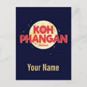 Koh Phangan met maan  eiland Thailand Feestdagenkaart (Voorkant)