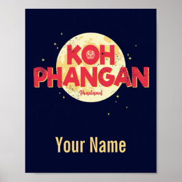 Koh Phangan met maan  eiland Thailand Poster