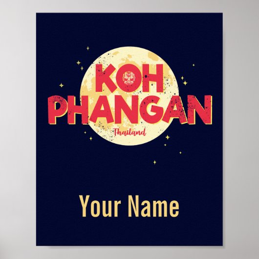 Koh Phangan met maan  eiland Thailand Poster (Voorkant)