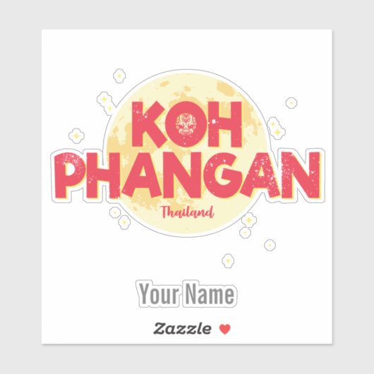 Koh Phangan met maan  eiland Thailand Sticker (Vel)
