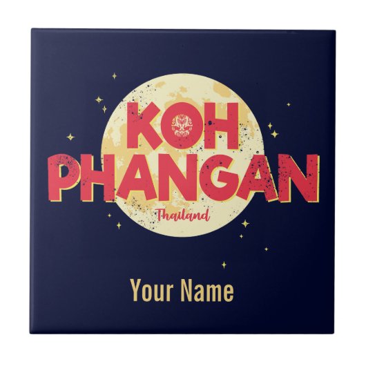 Koh Phangan met maan  eiland Thailand Tegeltje (Voorkant)
