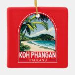 Koh Phangan Thailand Travel Art Embleem Keramisch Ornament<br><div class="desc">Koh Phangan retro vector reisontwerp. Ko Pha-ngan is een eiland in de Golf van Thailand in de provincie Surat Thani in het zuiden van Thailand.</div>