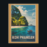 Koh Phangan Thailand Travel Art Vintage Briefkaart<br><div class="desc">Koh Phangan retro vector reisontwerp. Ko Pha-ngan is een eiland in de Golf van Thailand in de provincie Surat Thani in het zuiden van Thailand.</div>