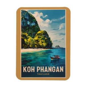 Koh Phangan Thailand Travel Art Vintage Magneet
