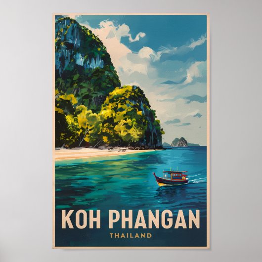 Koh Phangan Thailand Travel Art Vintage Poster (Voorkant)