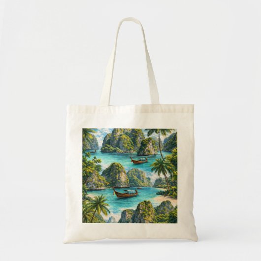 Koh Phi Phi Thailand Tropische Lagune Longtail Boo Tote Bag (Voorkant)
